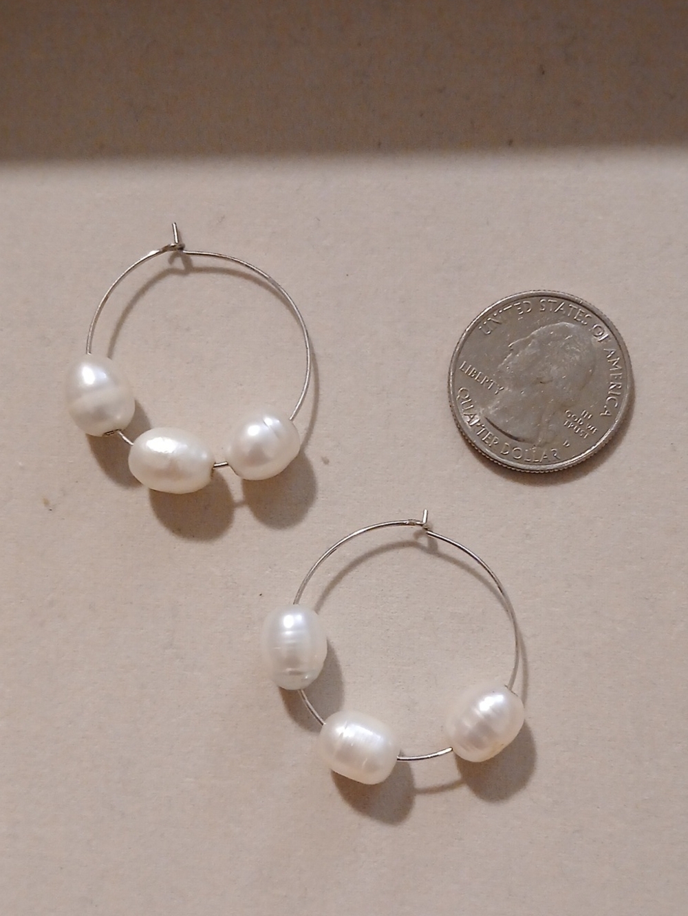 Freshwater Pearl Hoop Earrings - White